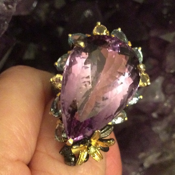 Super Stunning Genuine Top Quality Brazilian Amethyst Ring - Picture 9 of 14
